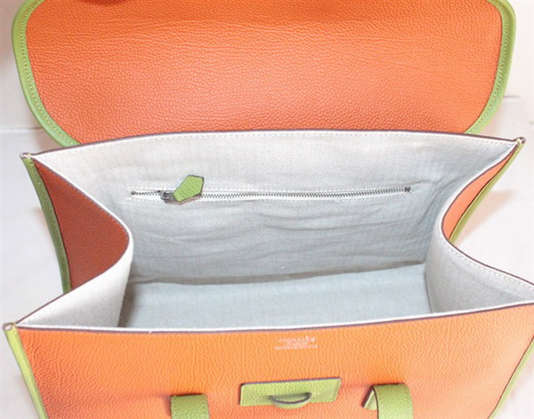 Best Hermes FeuDou Bag Orange/Green 509095 - Click Image to Close